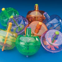 Plastic Neon Spin Tops With Glitter - Wholesale Vending Products