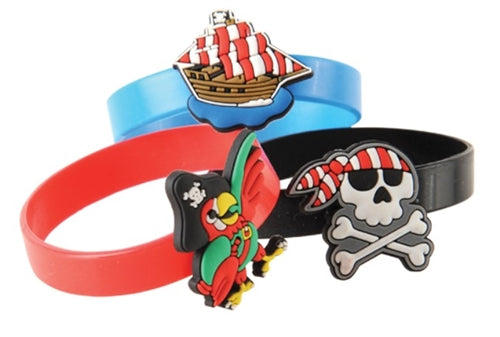 12 Rubber Pirate Charm Bracelets - Wholesale Vending Products