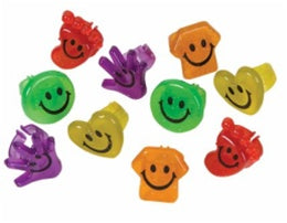 Plastic Smiley Face Glitter Rings -- Wholesale Small Toys for Kids