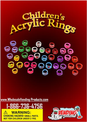 250 Children's Acrylic Rings - 1" - Wholesale Vending Products