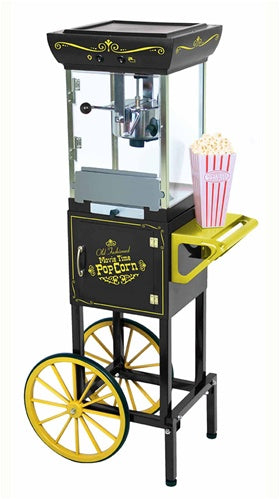 Old Fashioned Movie Time 48" Popcorn Cart, Black - Wholesale Vending Products