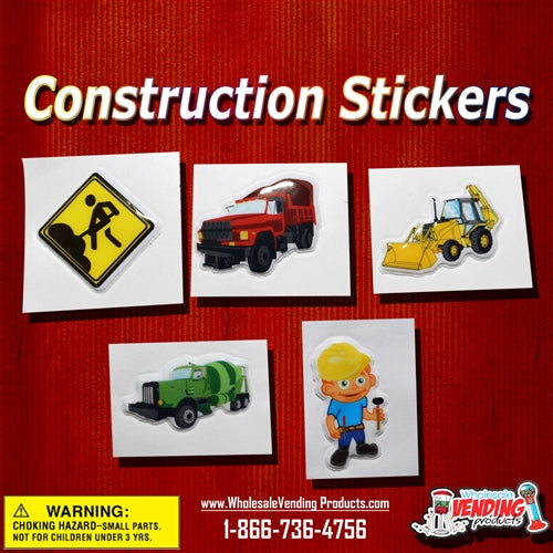 250 Construction Puffy Stickers - 2" - Wholesale Vending Products