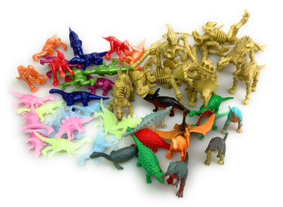 48 Assorted Dinosaur Figures - Glow, Skeleton, Painted, and Solid Dinos - Wholesale Vending Products