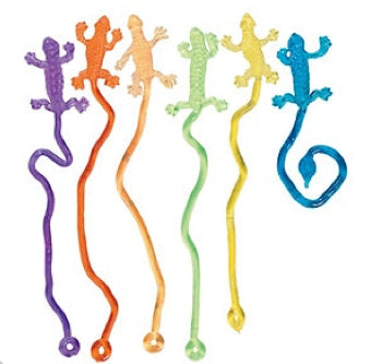 24 Sticky Lizards On Strings - Wholesale Vending Products