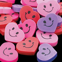 72 Mini Smile Face Heart Erasers - Wholesale Vending Products