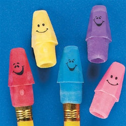 144 Neon Funny Face Pencil Top Erasers - Wholesale Vending Products