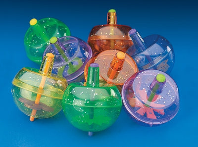 Plastic Neon Spin Tops With Glitter - Wholesale Vending Products
