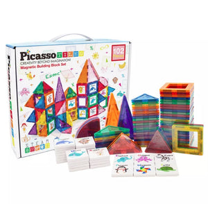 Picasso Tiles 102-Pc. Magnetic Tile Building Construction Toy Playset