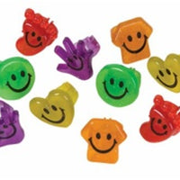 144 Smile Smiley Face Glitter Rings - Wholesale Vending Products